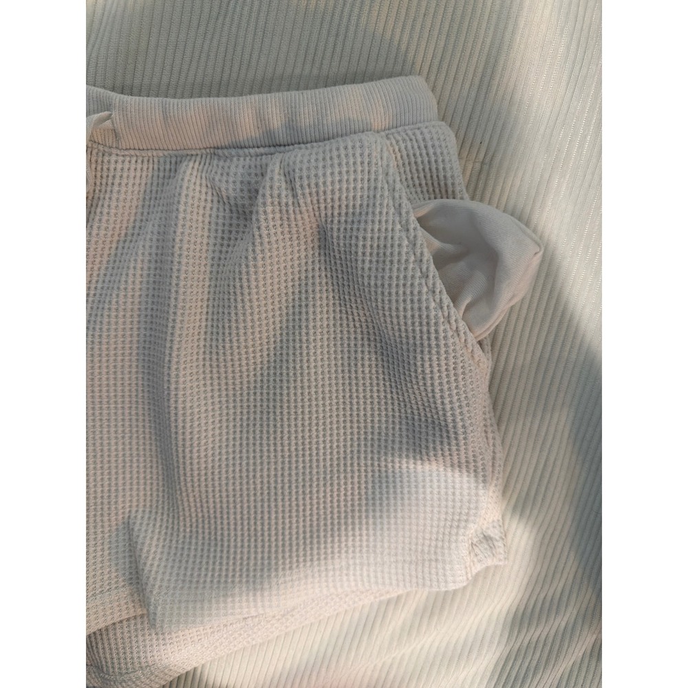 Stars Above Womens Waffle Knit Lounge Shorts Cream Off White Small Side Pockets - Picture 4 of 7